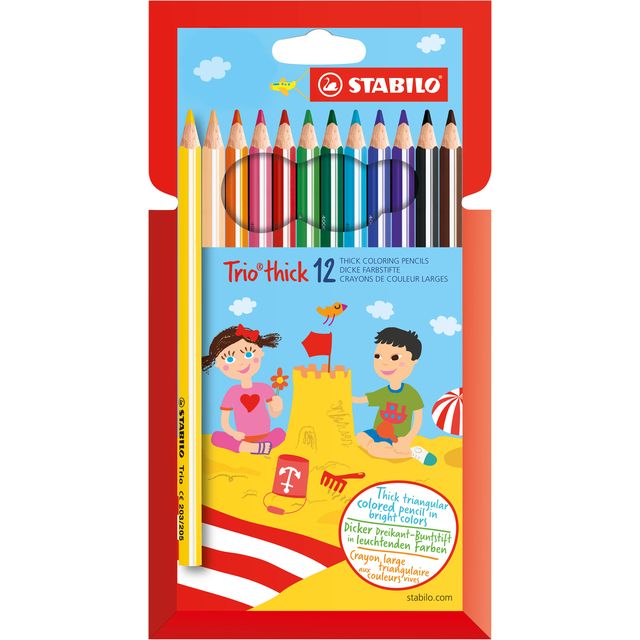 STABILO - Buntstifte 203 Trio, dickes, sortiertes Kartonetui mit 12 Stück