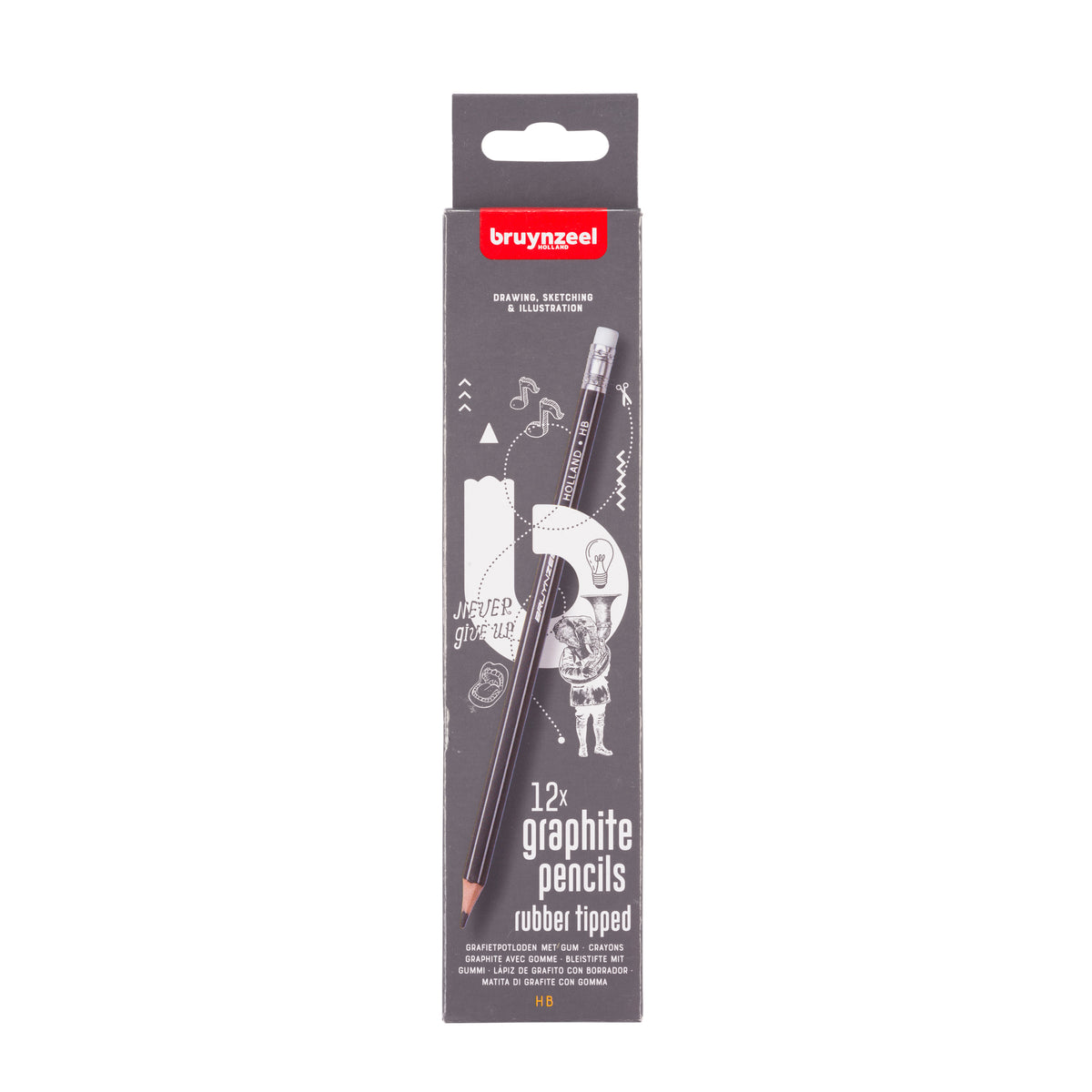 Bruynzeel - Bleistift 6021 Burotek HB mit Radiergummi 12 Stück