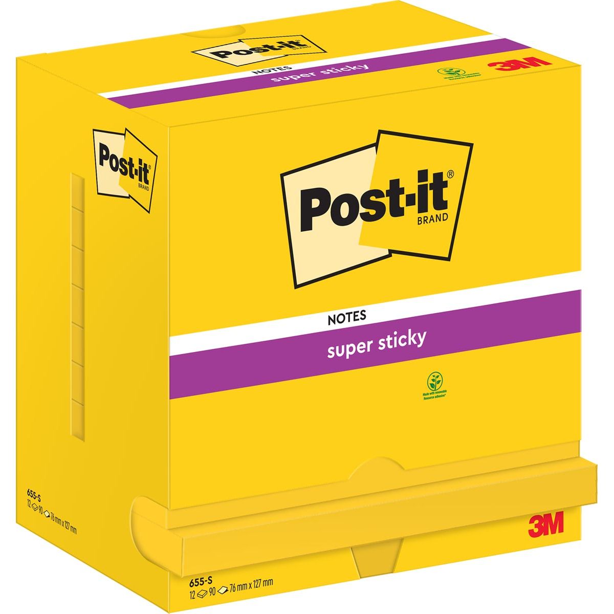 Post-it - Notizblock 655 Super Sticky 76x127mm neongelb 12 Stück