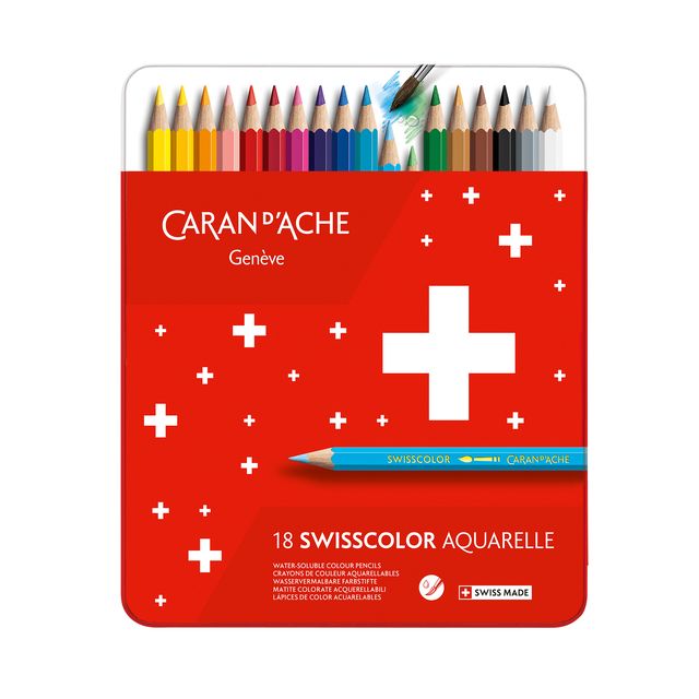Caran d'ache - Buntstifte Swisscolor Aquarell 18 Stück sortiert
