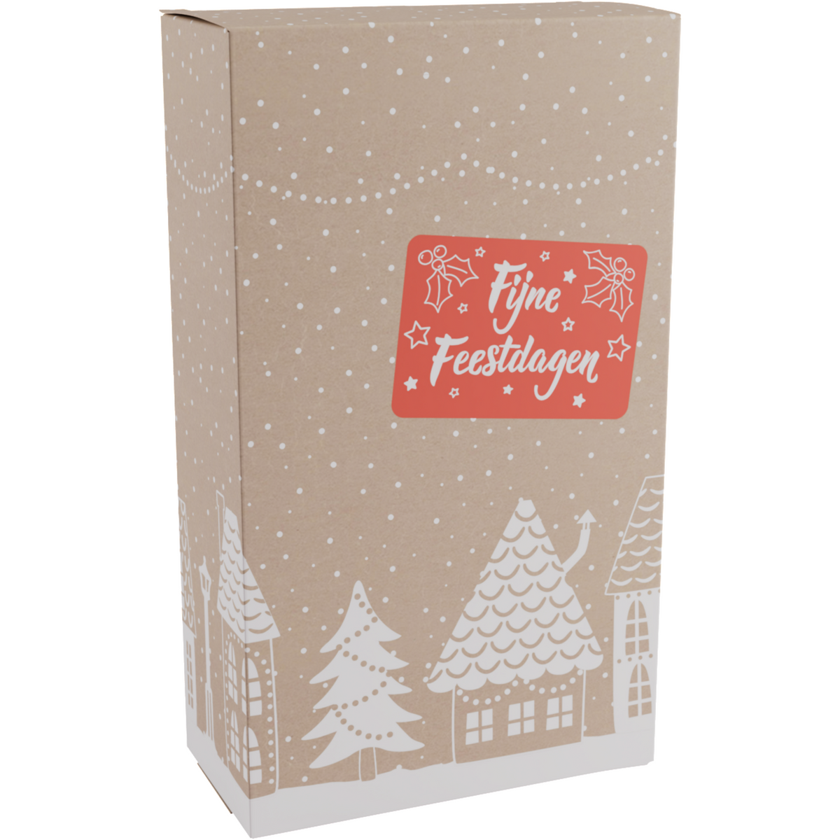 Klika - Flesdoos | Huisjes | karton | 2 flessen | 190x95x330mm | Kerstmis | 100 stuks