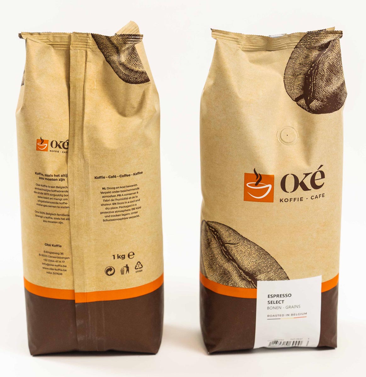 OKE Koffie - OKe Kaffeebohnen, 1 kg Beutel, Espresso Select
