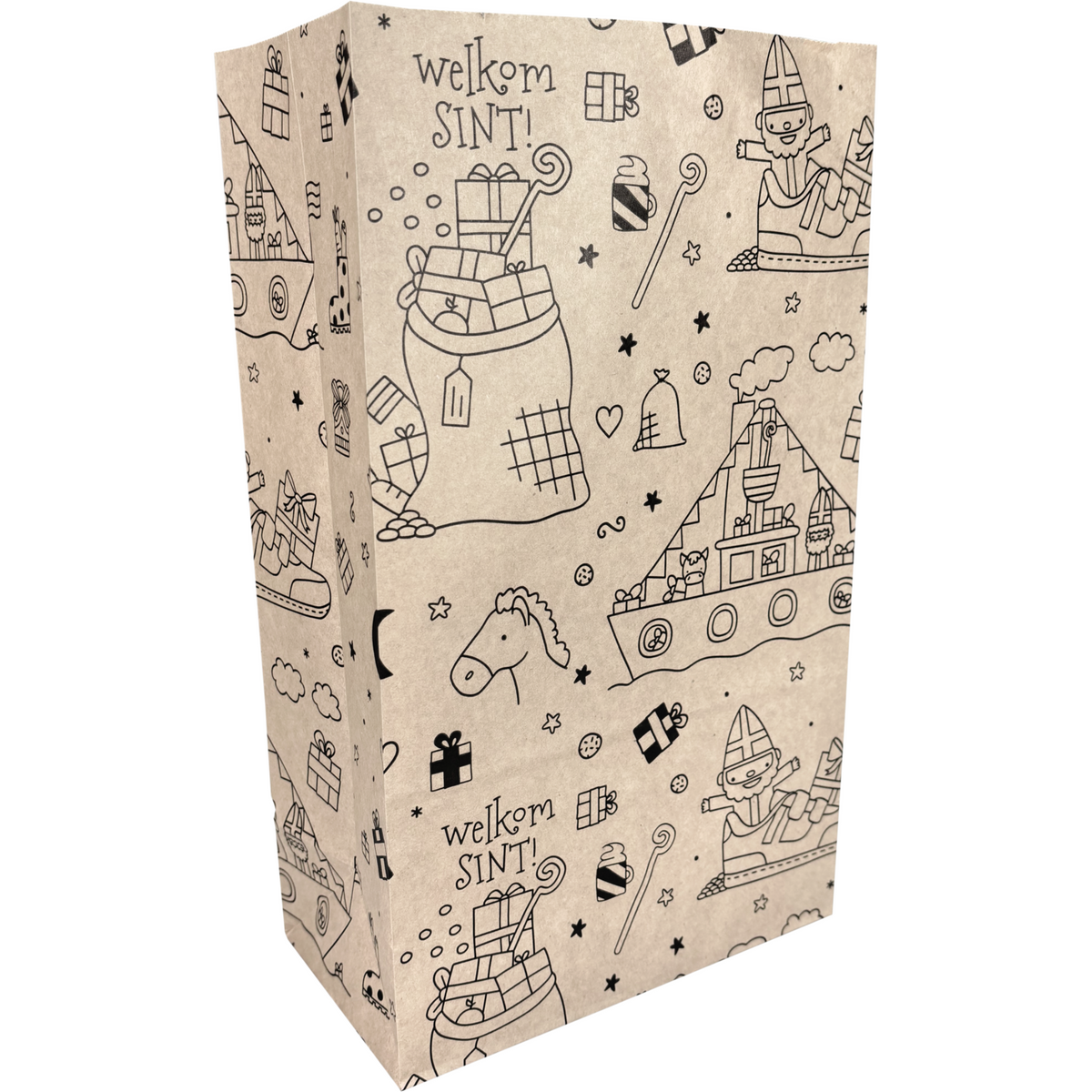 Klika - Zak | Blokbodemzak | Papier | 18/ 10x31cm | Sint | bruin | 1000 stuks