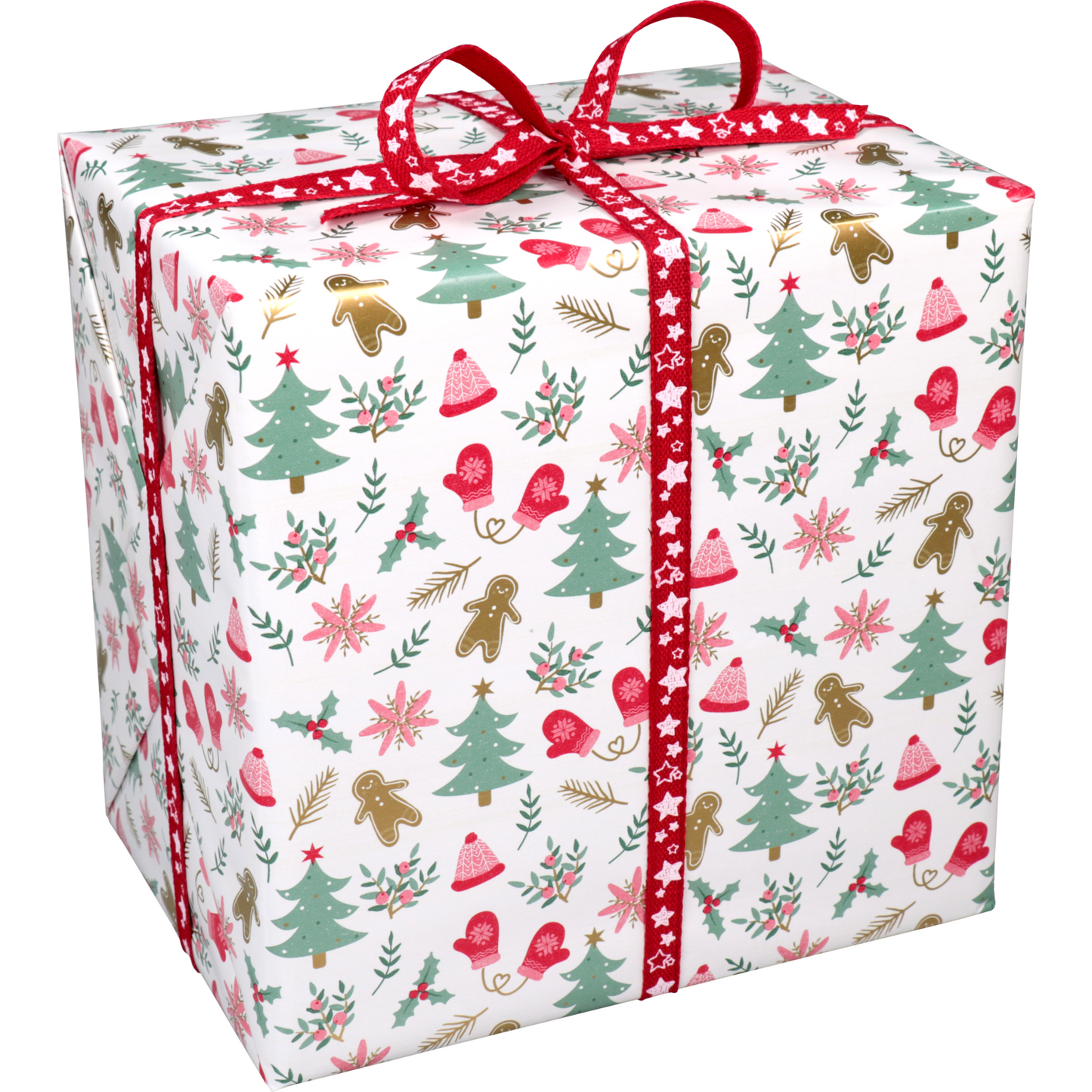 Klika - Geschenkpapier | 50cm | 200m | 80gr/m² | Fröhliche Weihnachten | weiß/rot/grün