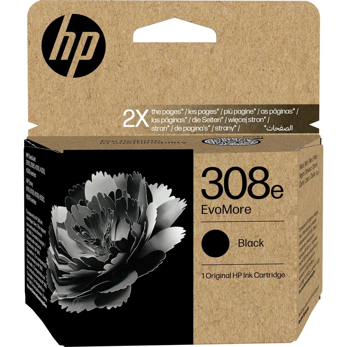 HP - inktcartridge 308e, 320 pagina's, OEM 7FP22UE, zwart