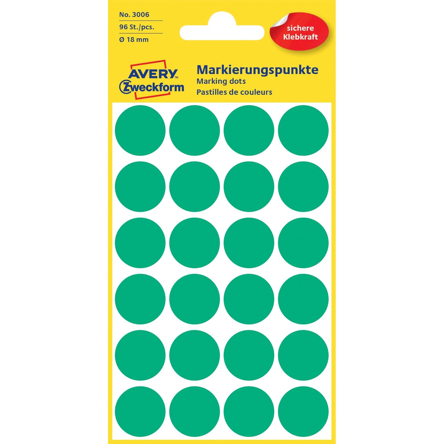 Avery Zweckform - Etiketten Zweckform 3006 rund 18mm grün 96 Stück