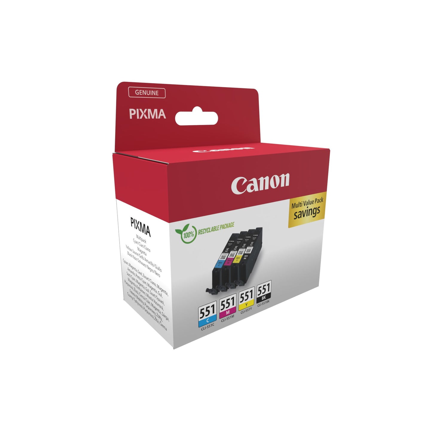 Canon - Tintenpatrone CLI-551, 300-500 Seiten, OEM 6509B016, 4 Farben