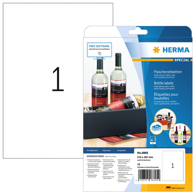 HERMA - Etikett 8895 210x297mm A4 10 Stück weiß glänzend