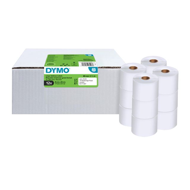 Dymo - Etikettendrucker mit Adressierung, 36 x 89, 12 Stück, weiß