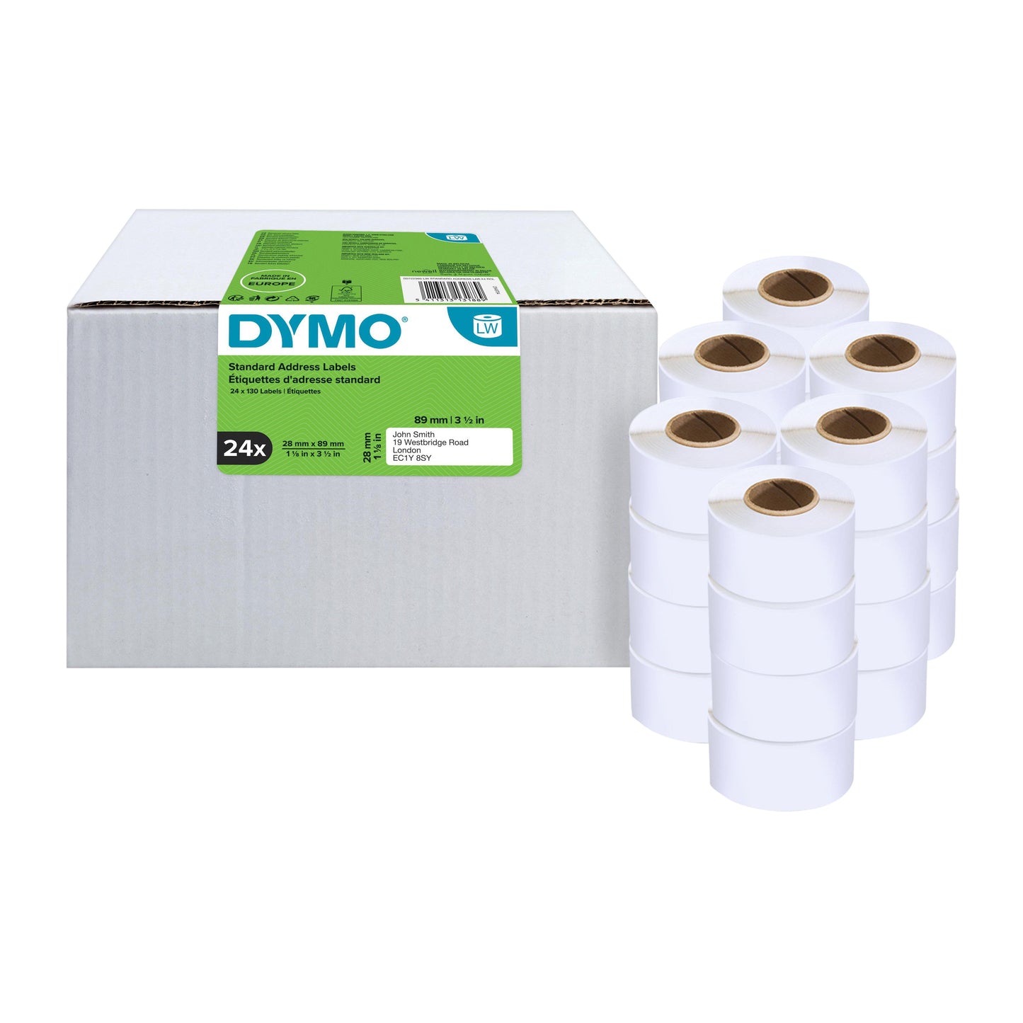 Dymo - Label LabelWriter Adressierung 28x89mm 24 Rollen à 130 Stück weiß