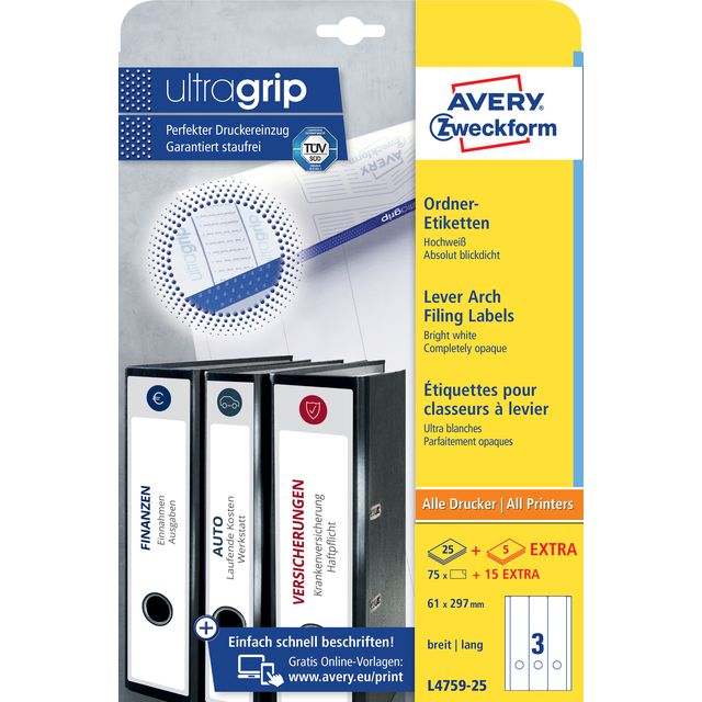 Avery Zweckform - Rückenetikett breit/lang 61x297mm selbstklebend weiß