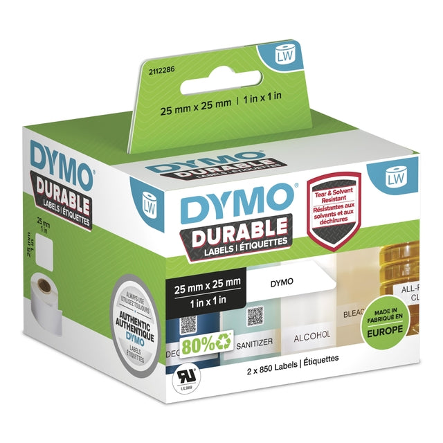 Dymo - Etikettendrucker Industrie 25x25 2 Stück weiß
