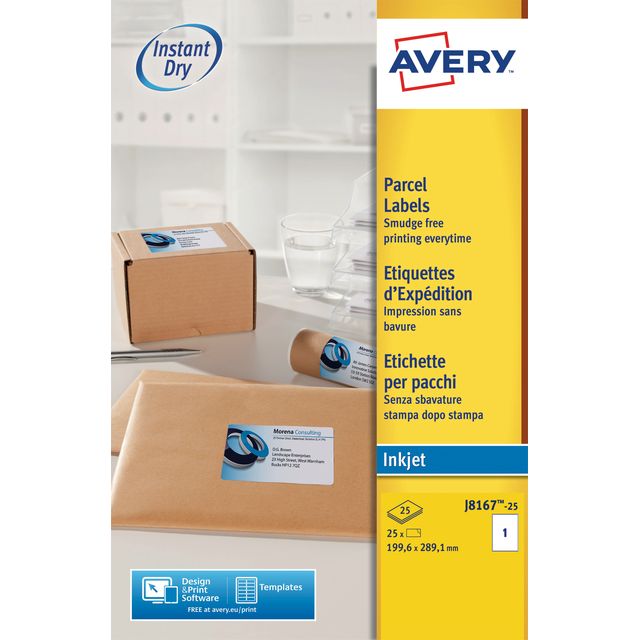 Avery - Etikett j8167-25 199,6x289,1mm weiß 25 Stück