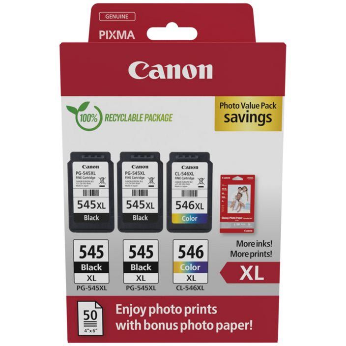 Canon - Foto-Vorteilspaket 2 x PG-545XL + 1 x CL-546XL, 300 400 Seiten, OEM 8286B015, 4 Farben