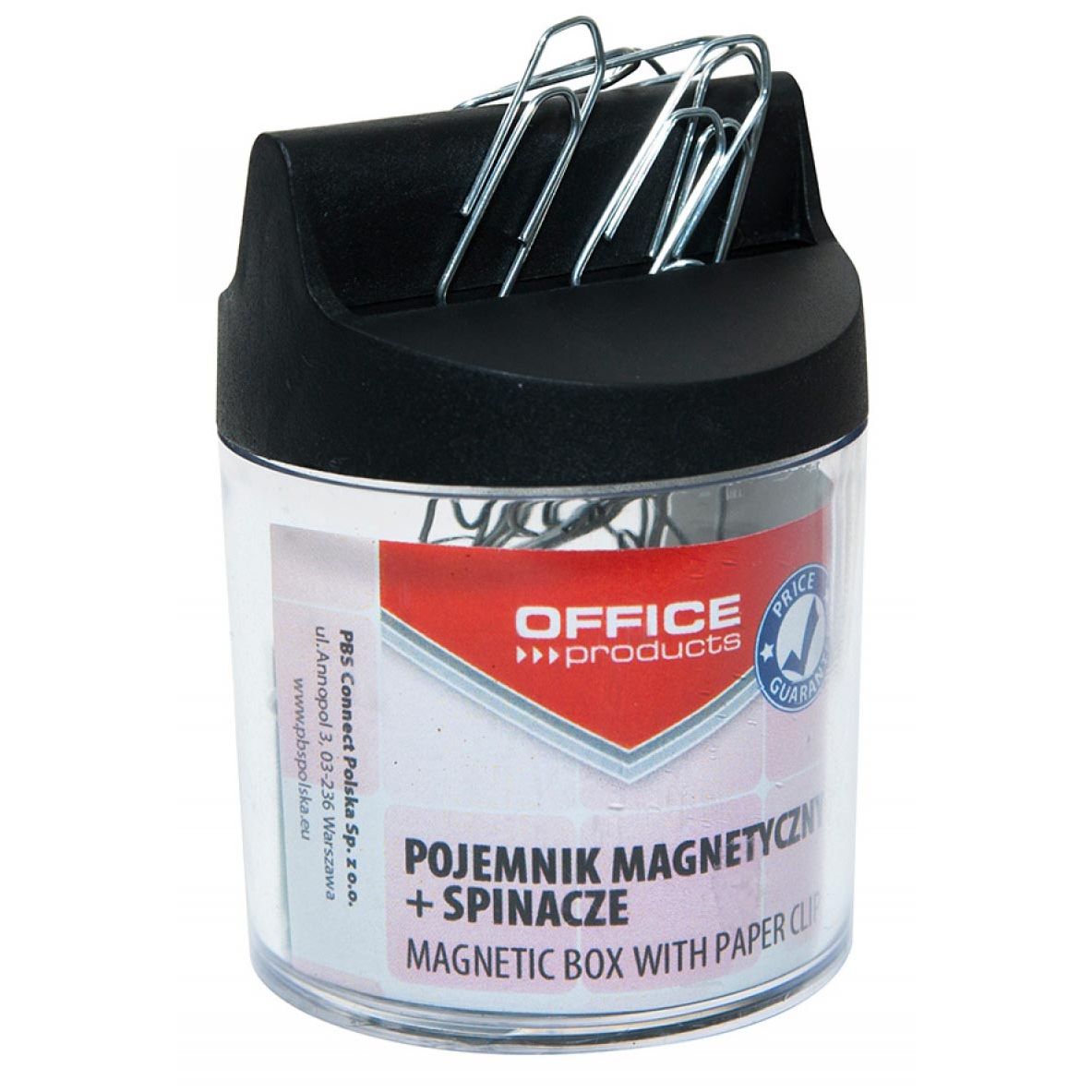 OFFICE products - papierklemhouder, met clips, rond, magnetisch, transparent