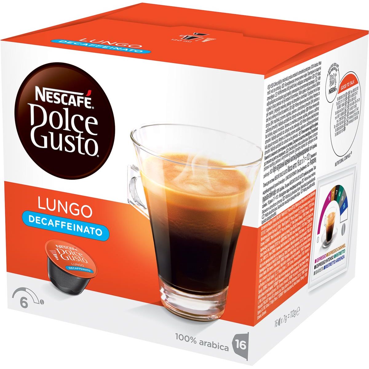 Nescafé - Kaffeekapseln, Lungo Decaffeinato, Packung à 16 Stück