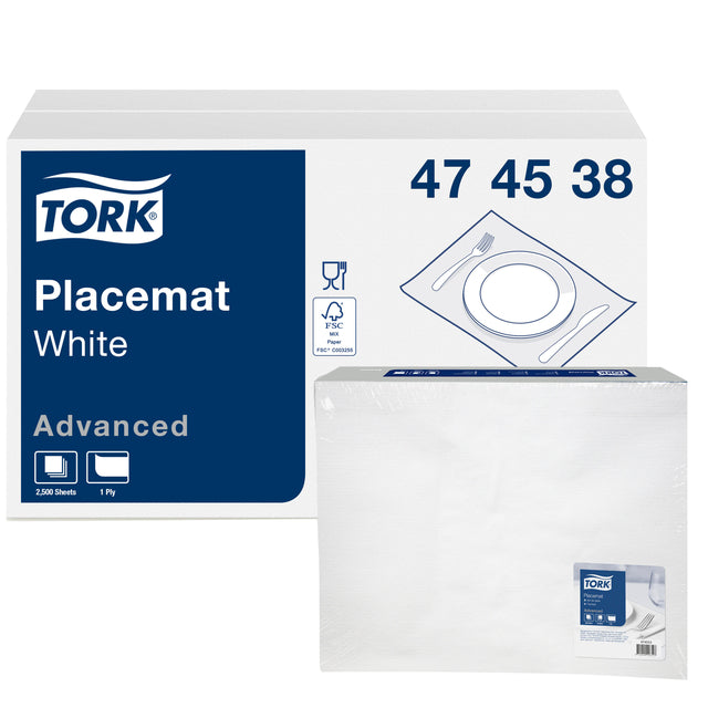 Tork - Tischset Advanced 1-lagig 420x270mm 500 Blatt weiß 474539 | 5 Stück