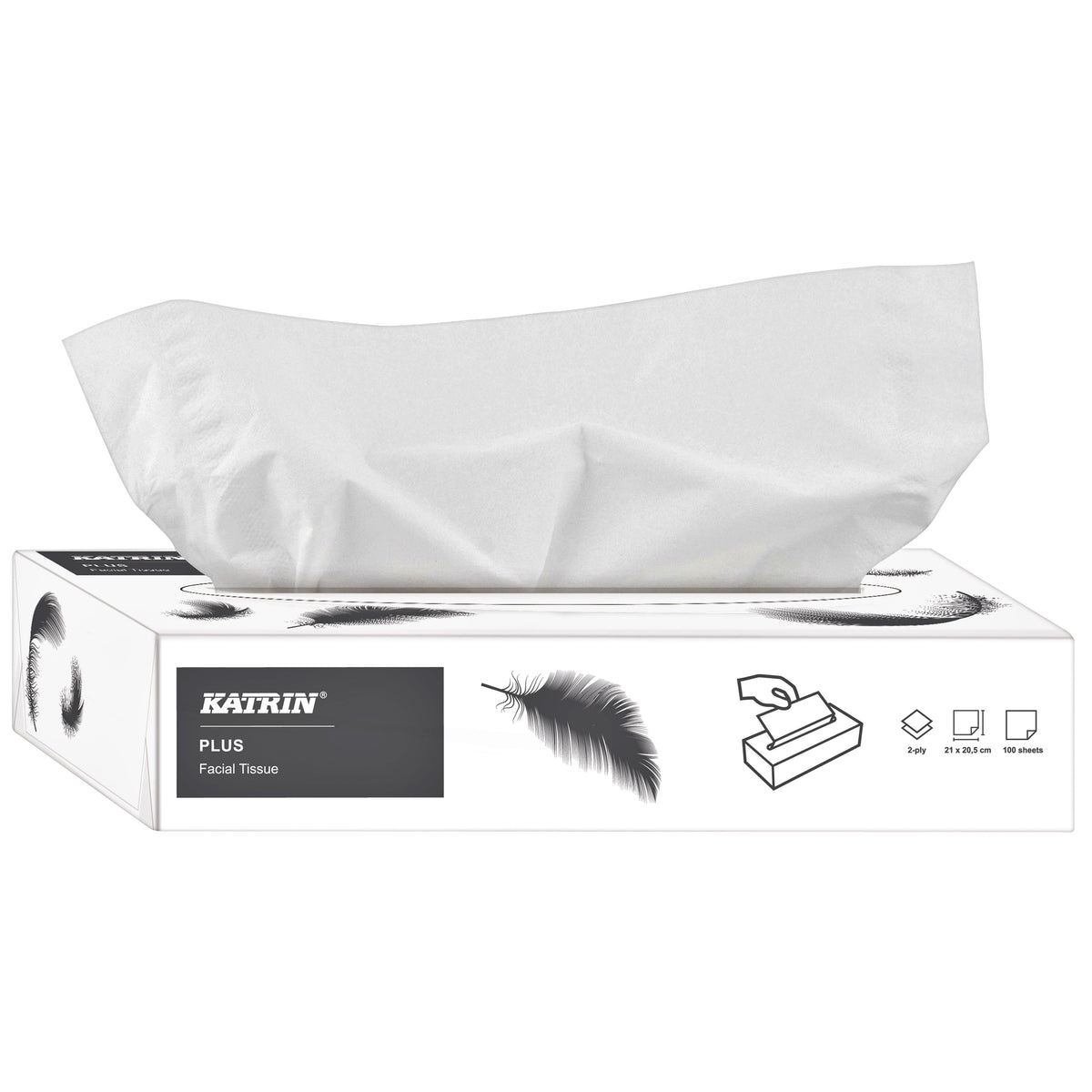 Katrin - Kosmetiktücher Plus 2-lagig 100 Blatt weiß 11797 | 40 Stück