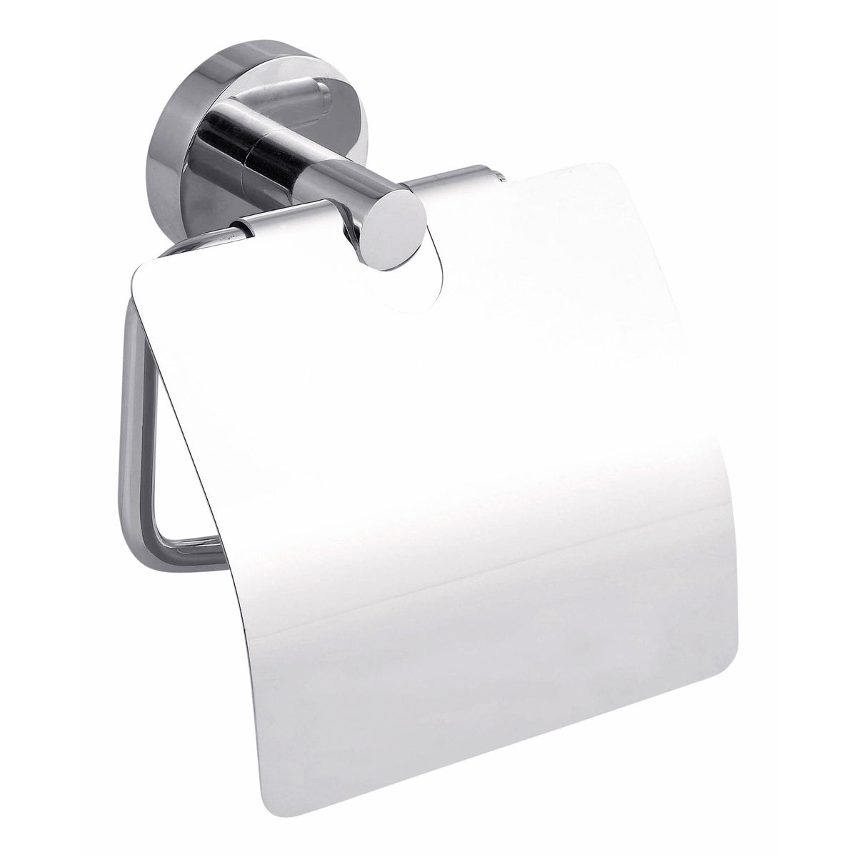 Tesa - Toilettenpapierhalter mit Deckel ® Smooz hochglanzverchromtes Metall, selbstklebend