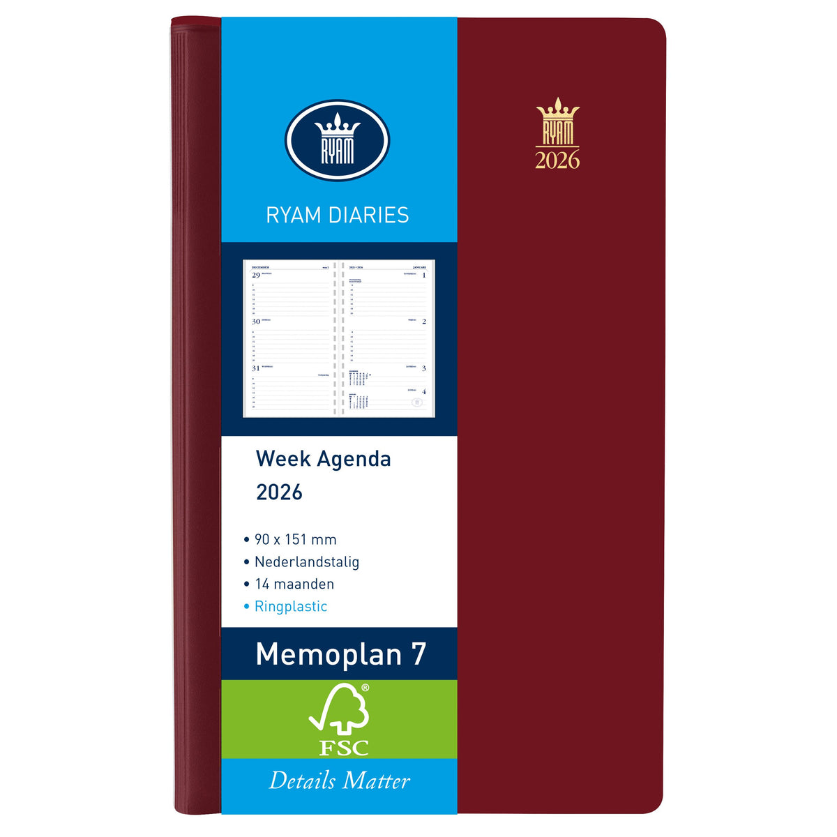 Ryam - Agenda 2027 memoplan 7 suprema 7d/2p bordeaux