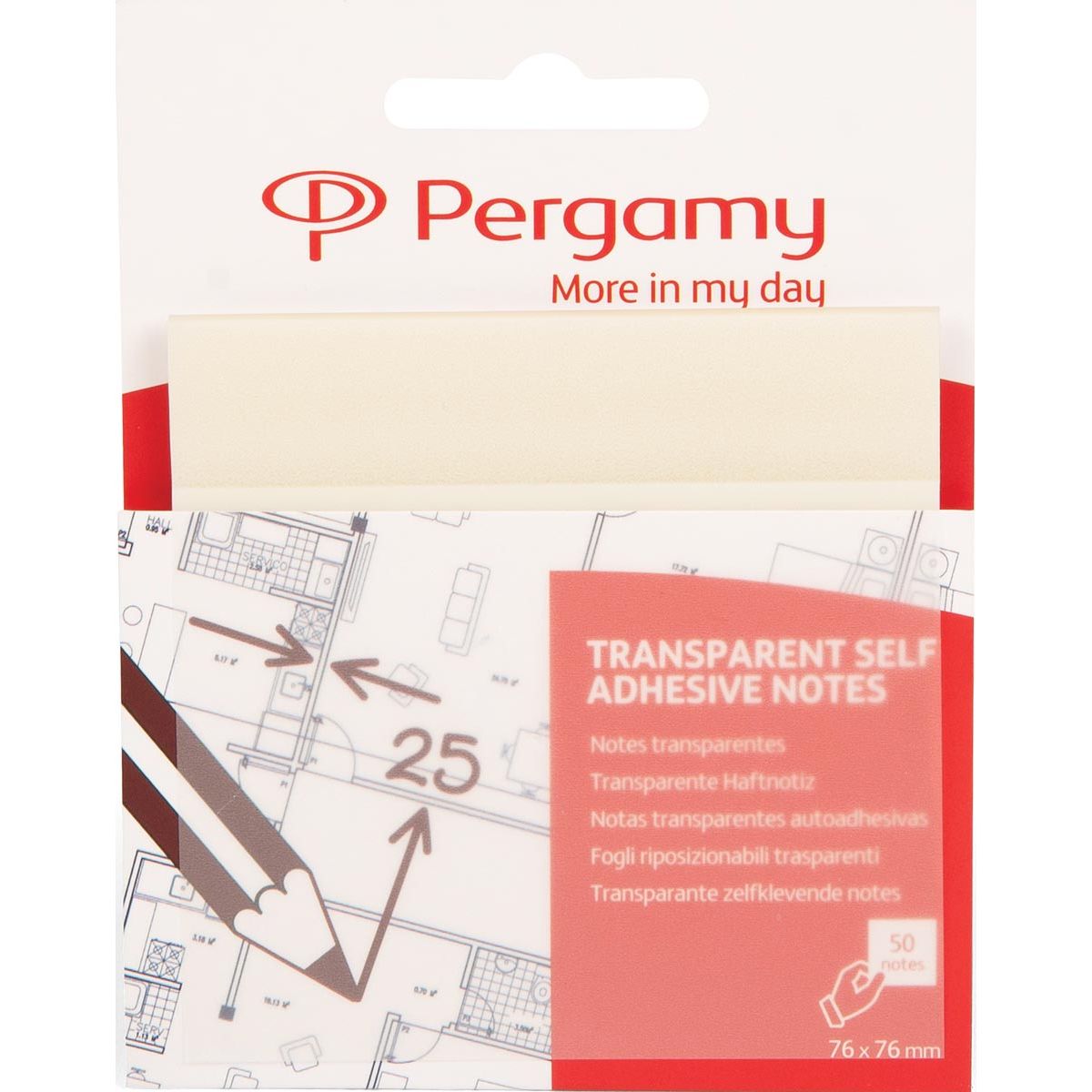 Pergamie – transparente Notizzettel, ft 76 x 76 mm, 50 Blatt, weiß