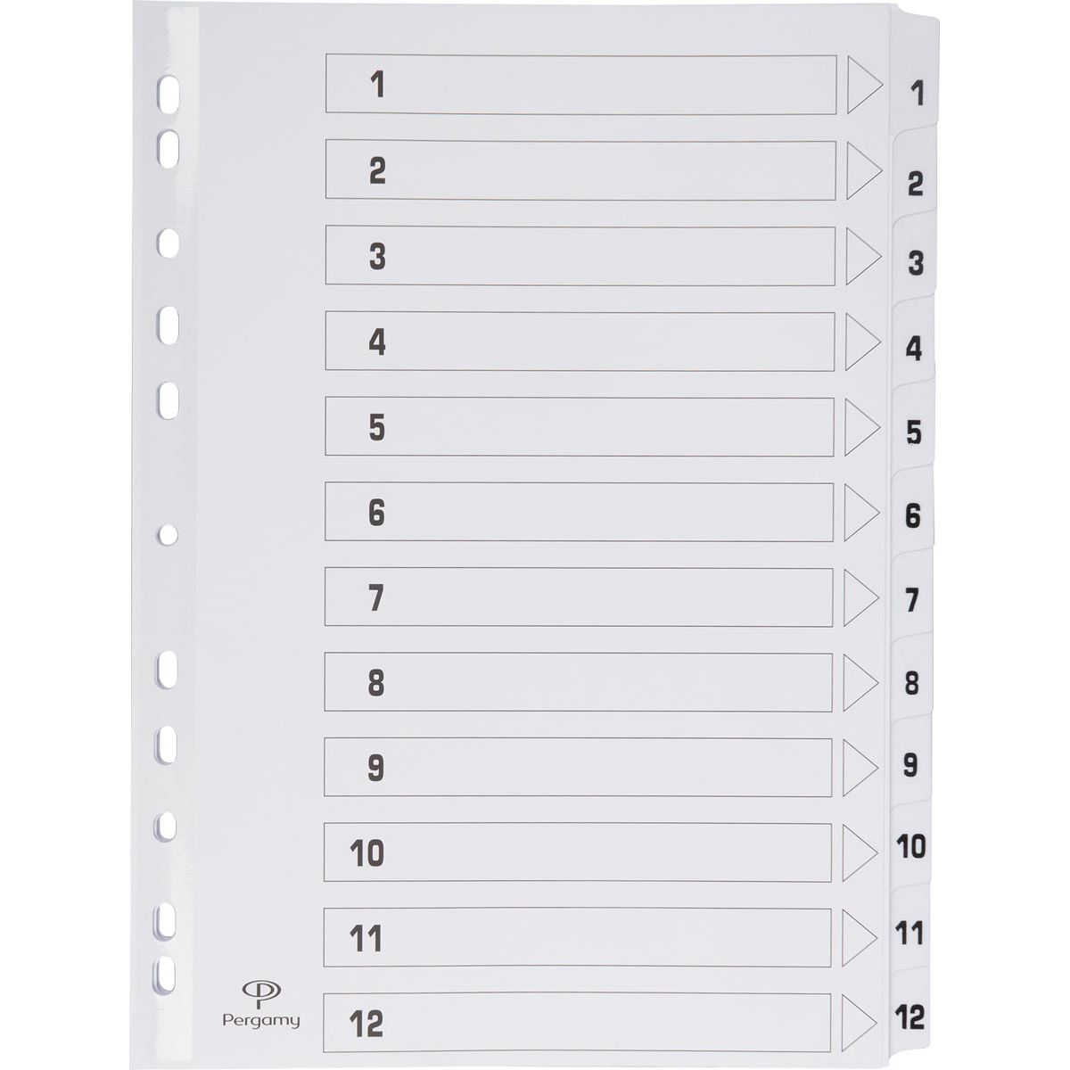 Pergamie – Register mit Registerblatt, ft A4, 11-fach gelocht, Karton, Set 1-12