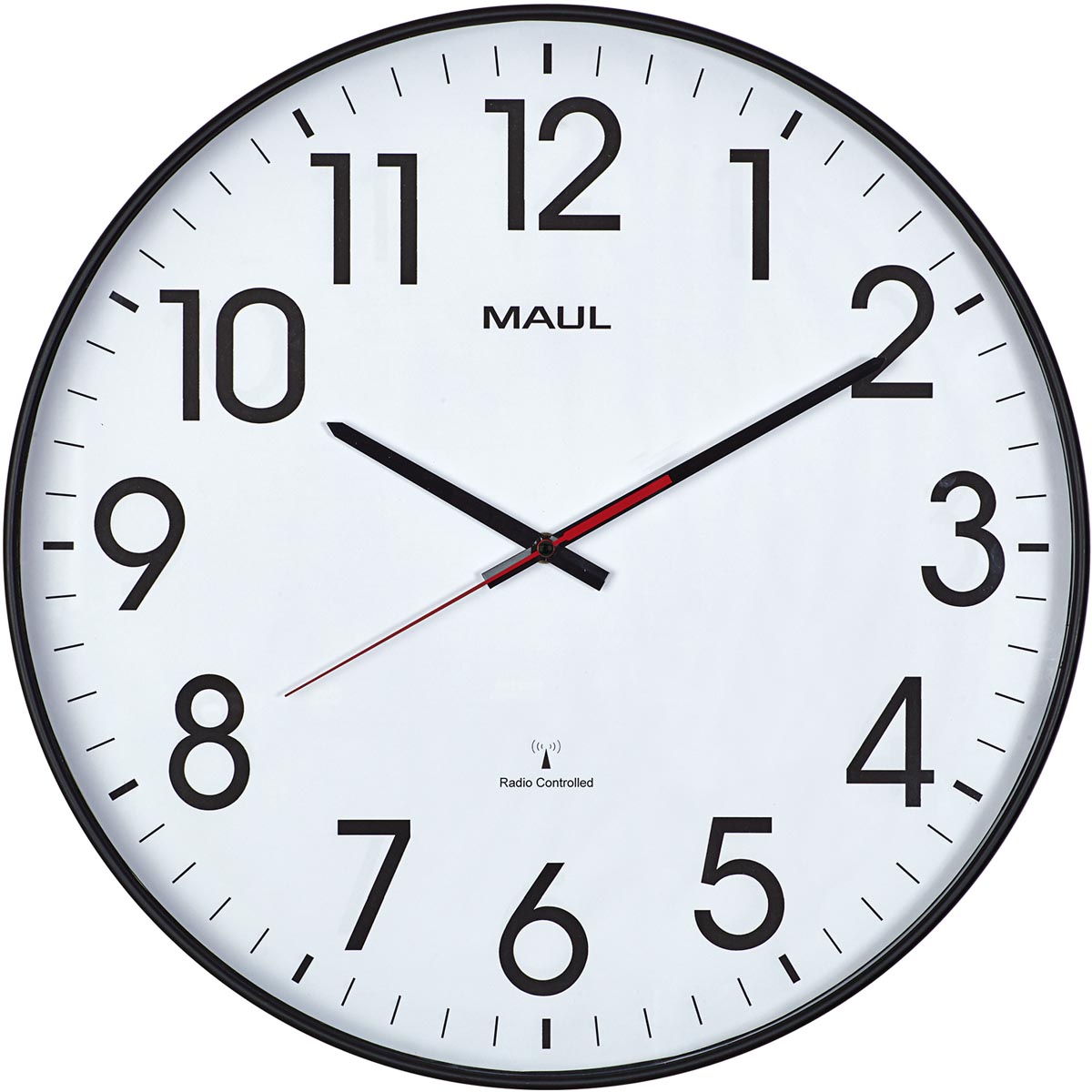 Maul - Wanduhr Climb RC Ø47x5,5cm schwarzer Kunststoffrahmen inkl. Batterie