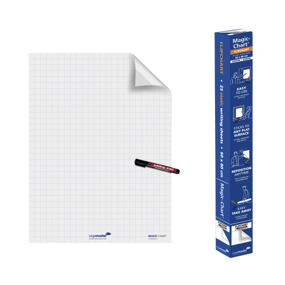 Legamaster - Magic-Chart Flipchart 600x800mm weiß mit Raute 25 Blatt