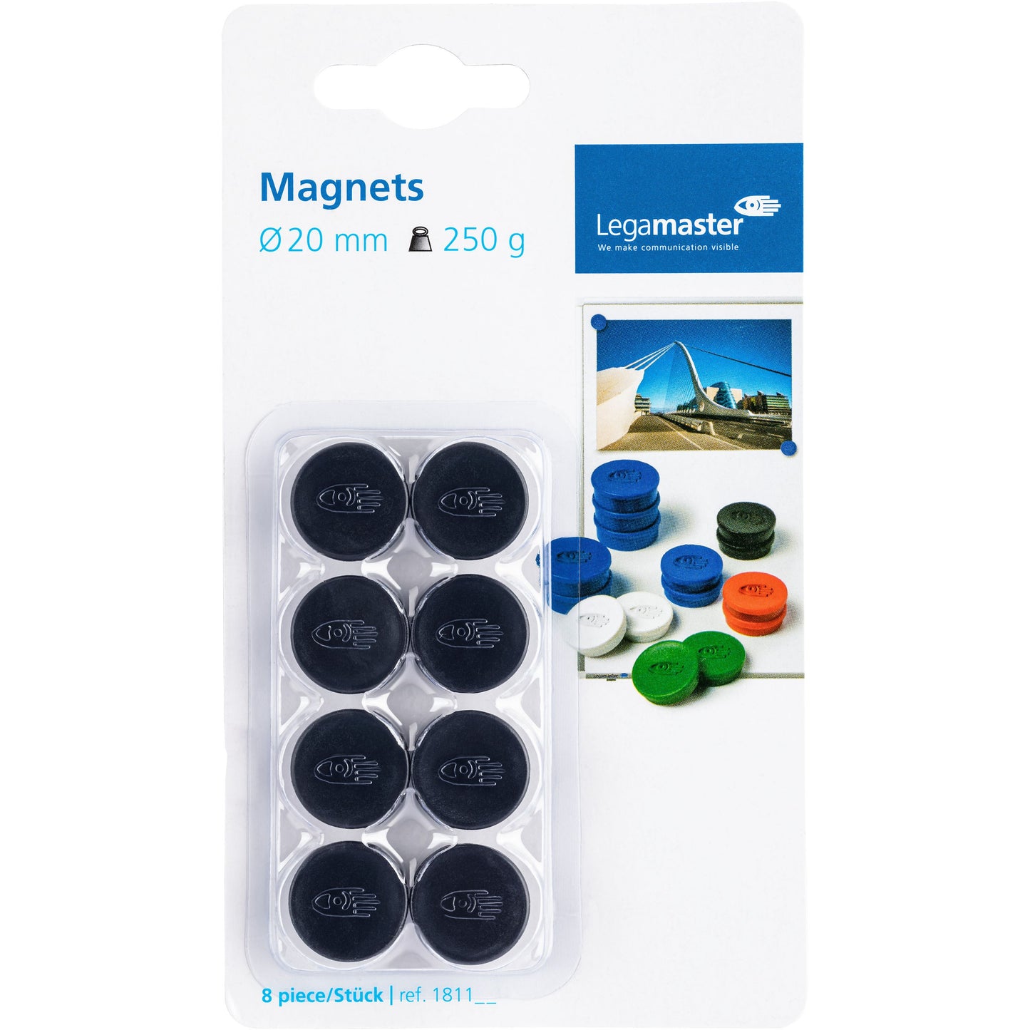 Legamaster - Magnet 20mm 250gr schwarz 8 Stück