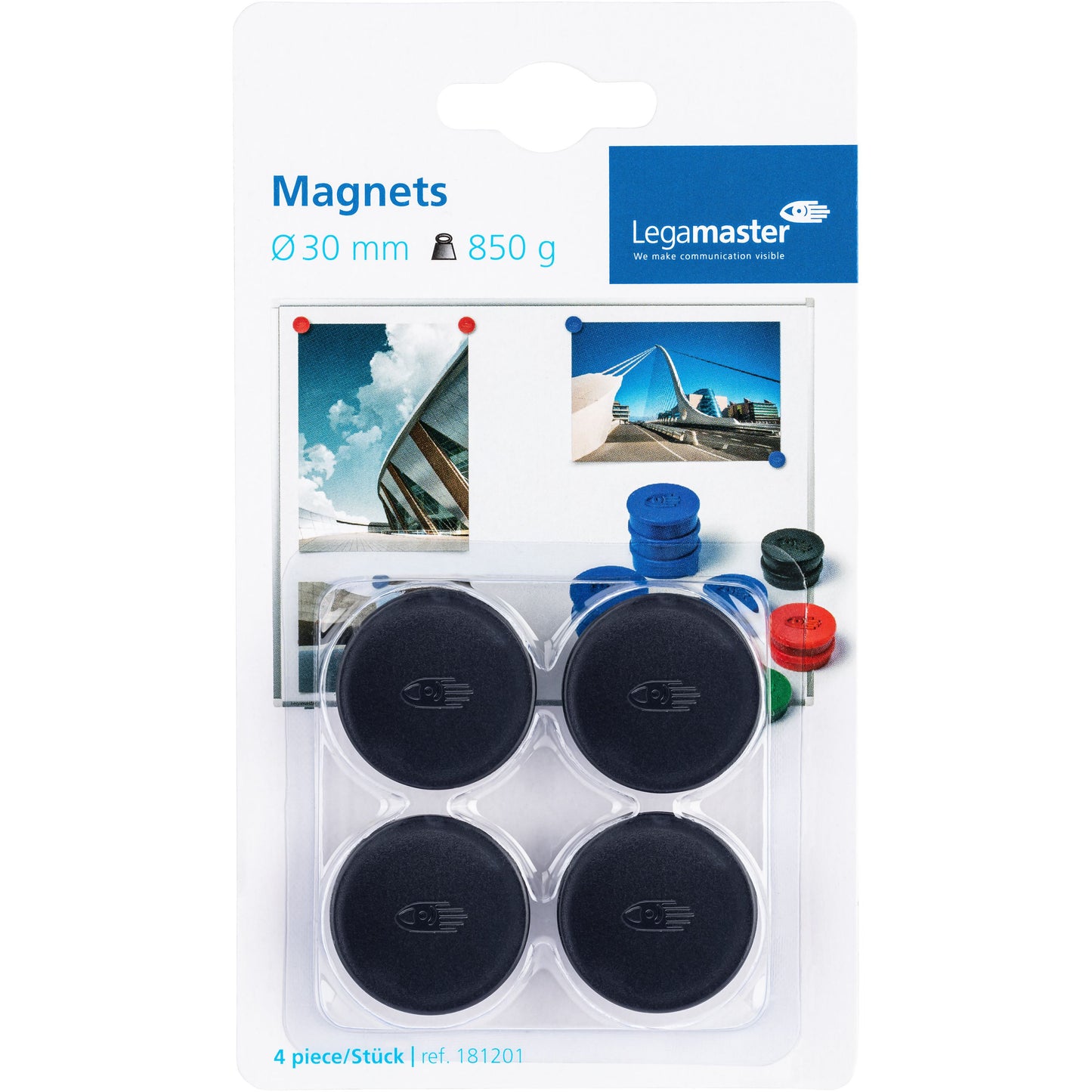 Legamaster - Magnet 30mm 850gr schwarz 4 Stück