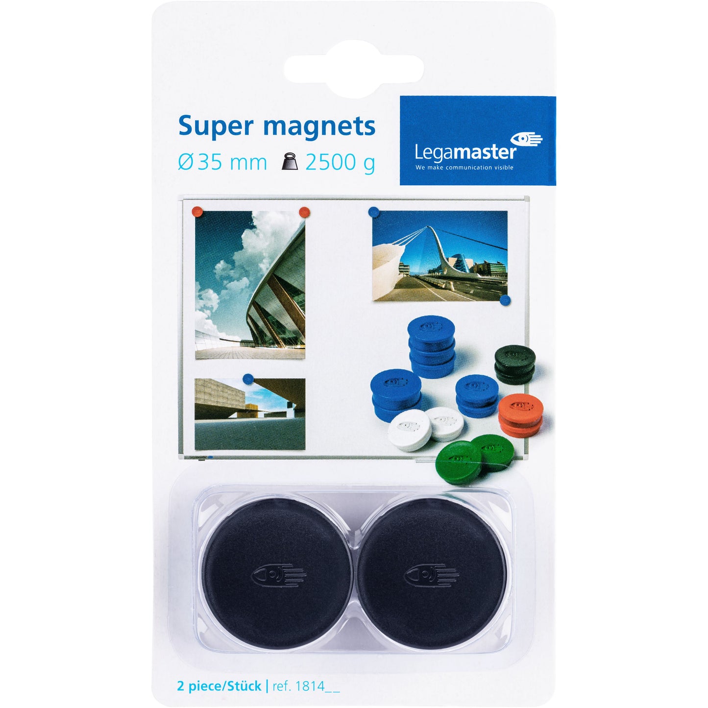 Legamaster - Magnet 35mm super 2500gr schwarz 2 Stück
