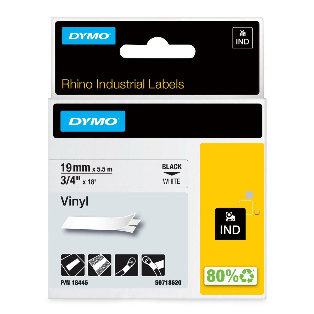 Dymo – Labele Rhino Industrial Vinyl 19 mm weiß