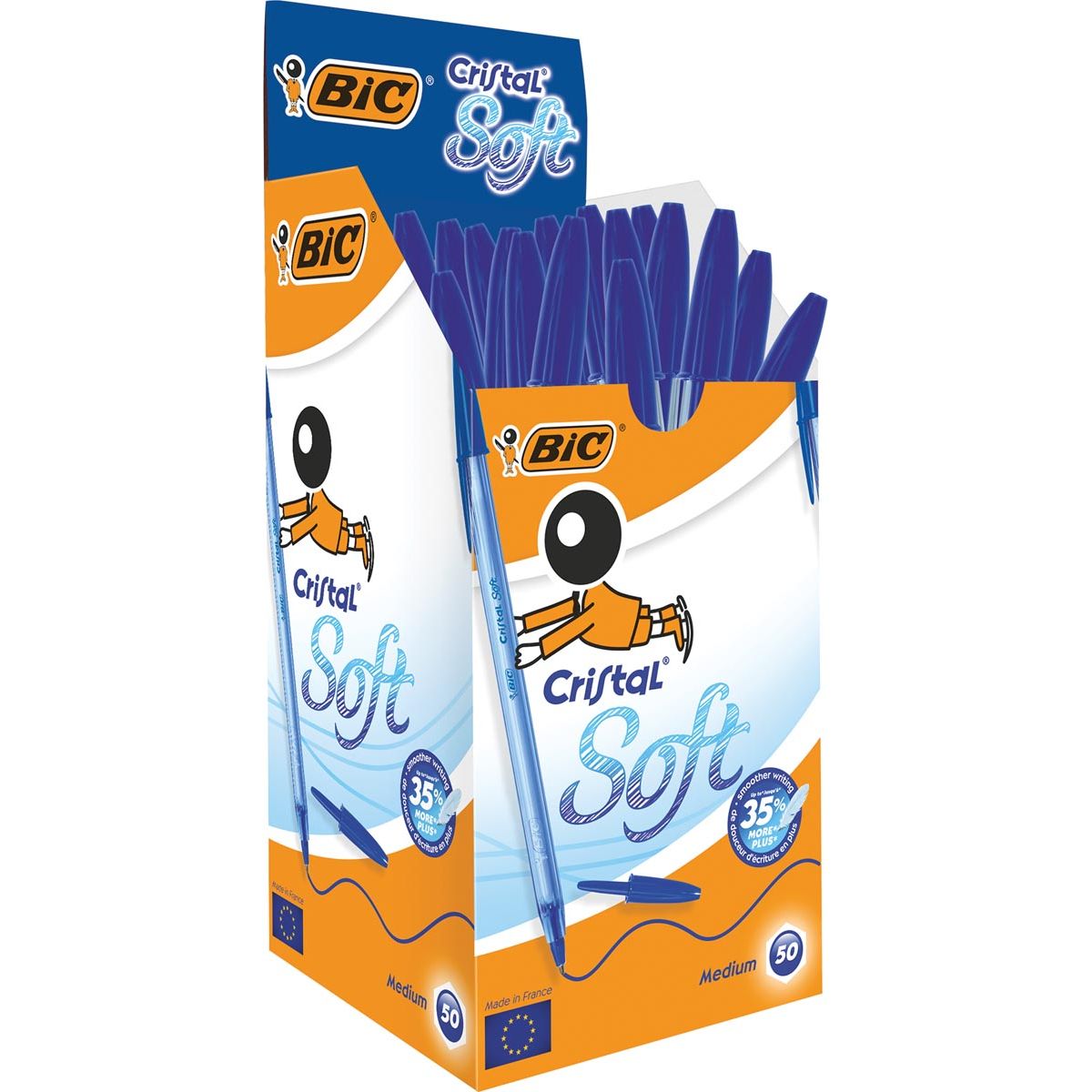 Bic - Kugelschreiber Cristal Soft, mittlere Spitze, 50er-Pack, blau