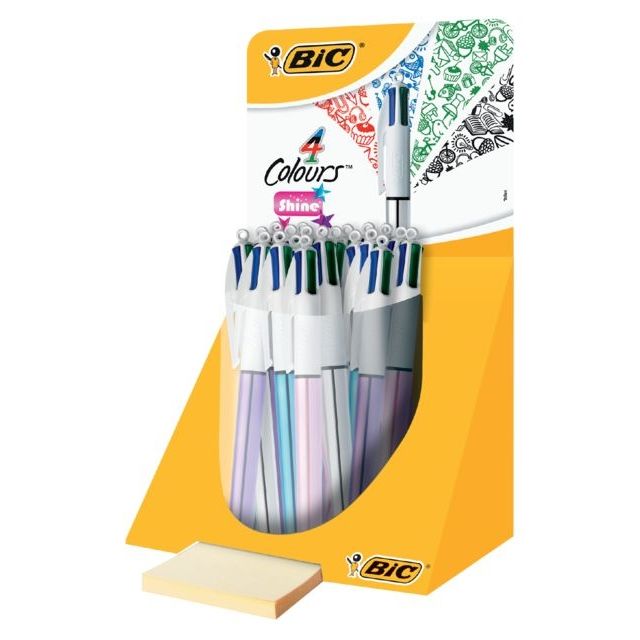 Bic - Kugelschreiber 4 Farben Glanzmittel Silber/Lila/Rosa/Blau