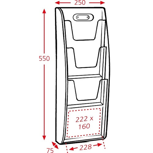 Klika - Prospektwand 3 x A4 BxHxT 250x510x75 mm 3 Stück