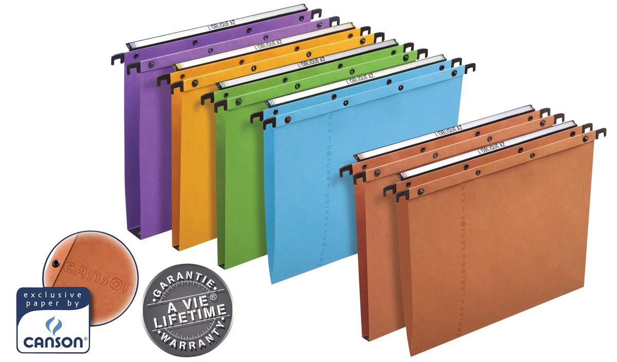 Elba - L'Oblique Hängeregister für Schubladen AZO Abstand 390 mm (Foolscape), V-Boden, orange