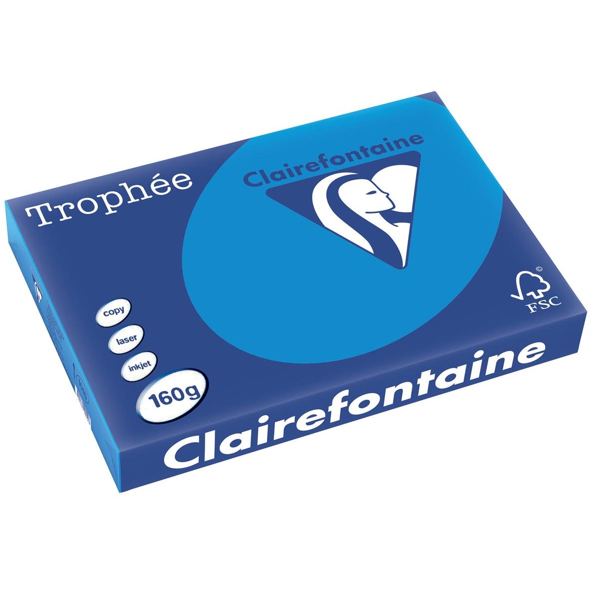 Clairefontaine - Trophée Intens, farbiges Papier, A3, 160 g, 250 Blatt, türkis