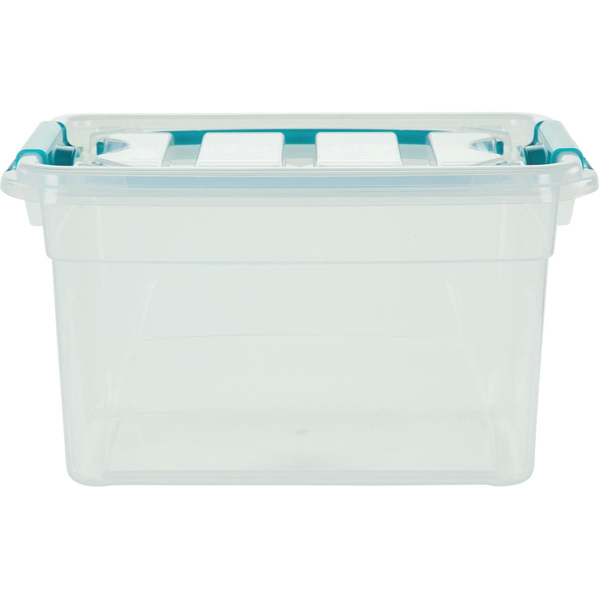 Whitefurze - Carry Box Aufbewahrungsbox 13 Liter, transparent mit blauen Griffen