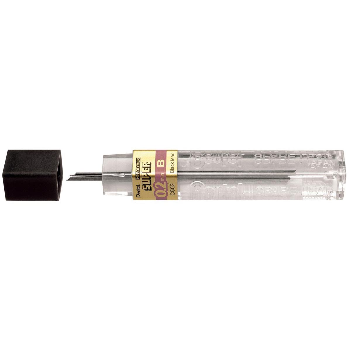 Pentel - Bleistiftminen, 0,2 mm, B, Karton mit 12 Stück