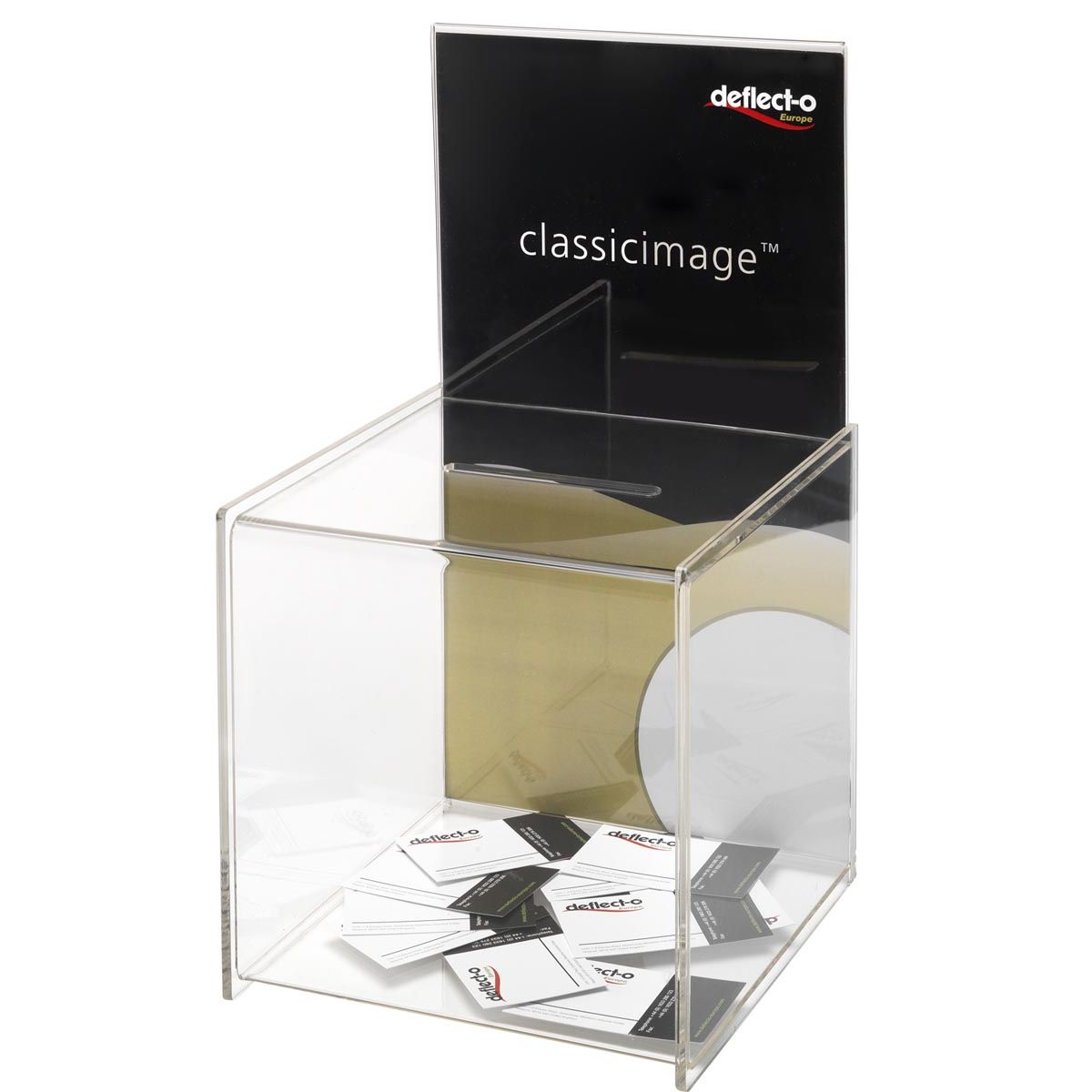 Deflecto – Vorschlagsbox mit Prospekthalter, ft 33,8 x 21,5 x 21,3 cm