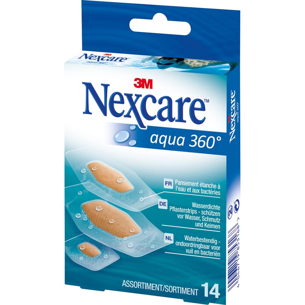 Nexcare - Pflaster Aqua 360° 3 Größen, Packung à 14 Stück