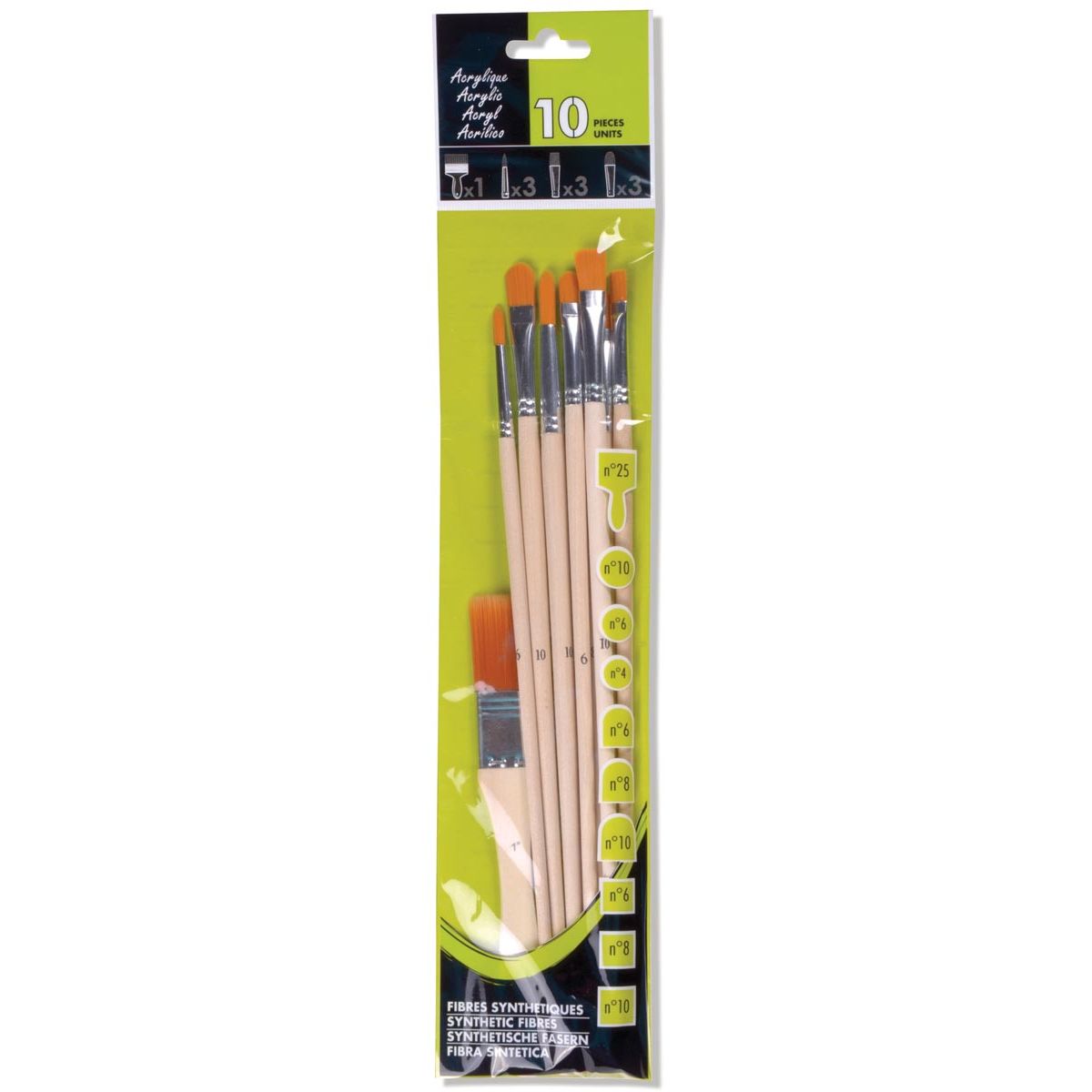 Klika - Acrylpinsel, Set mit 10 Pinseln