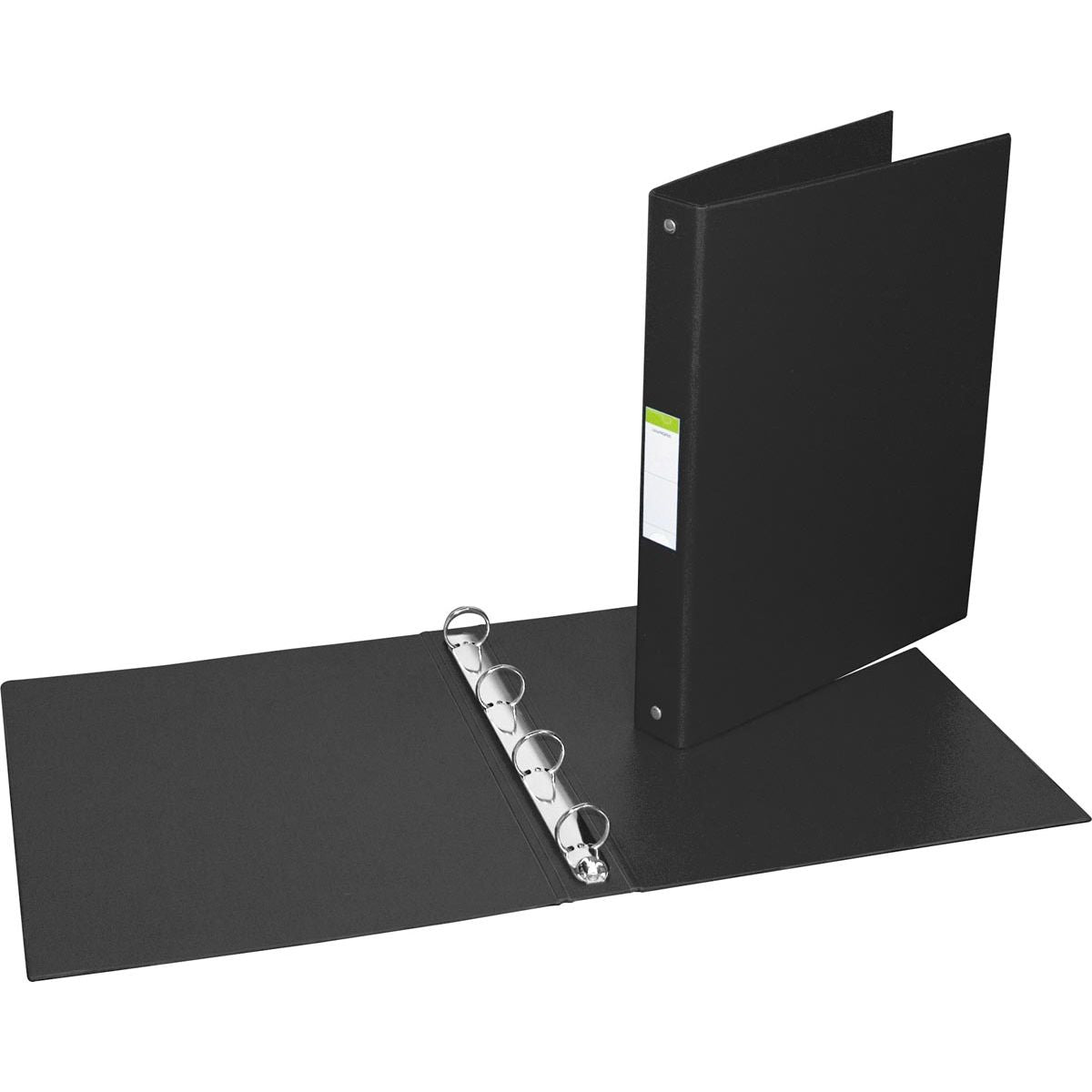 Aurora - Ringordner für ft A4, 4 Ringe à 25 mm, aus PVC, schwarz