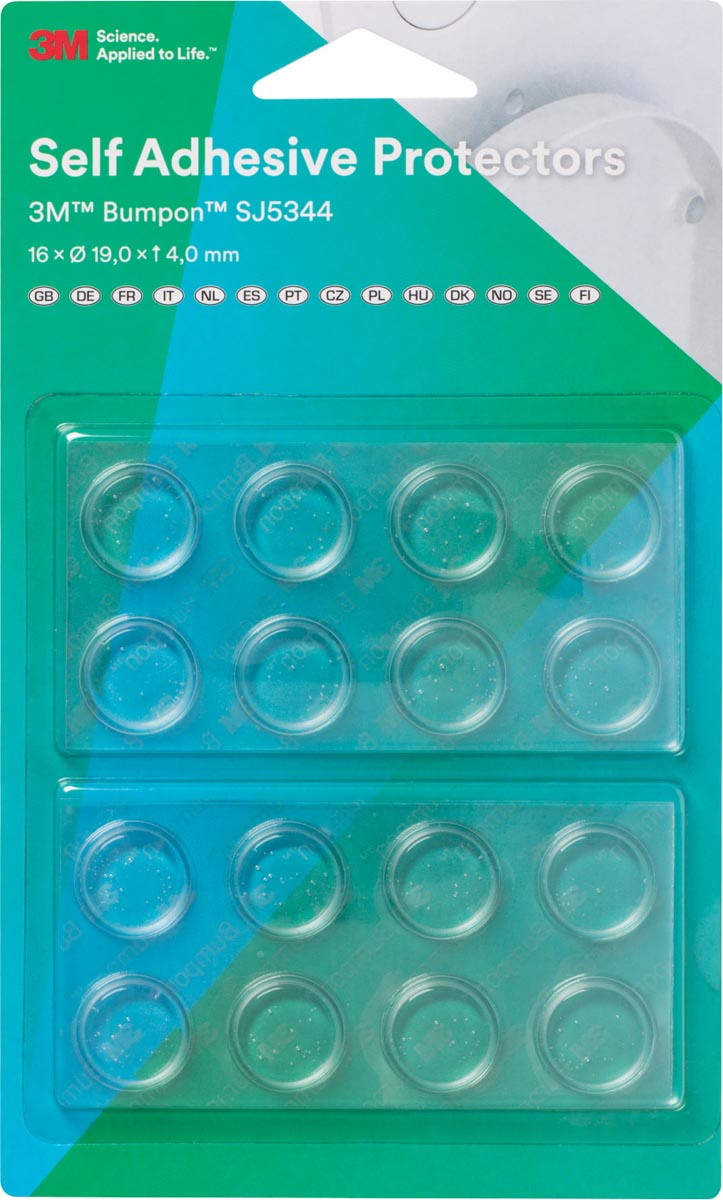 3M - selbstklebende Anstoßkappen Bumpon, transparent, Blister mit 16 Stück