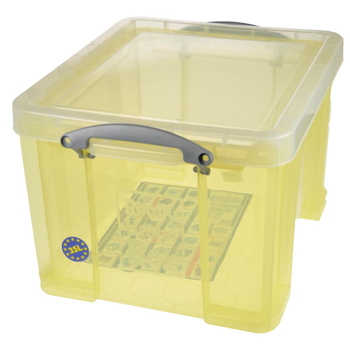 Really Useful Box - Box Aufbewahrungsbox 35 Liter, transparent gelb