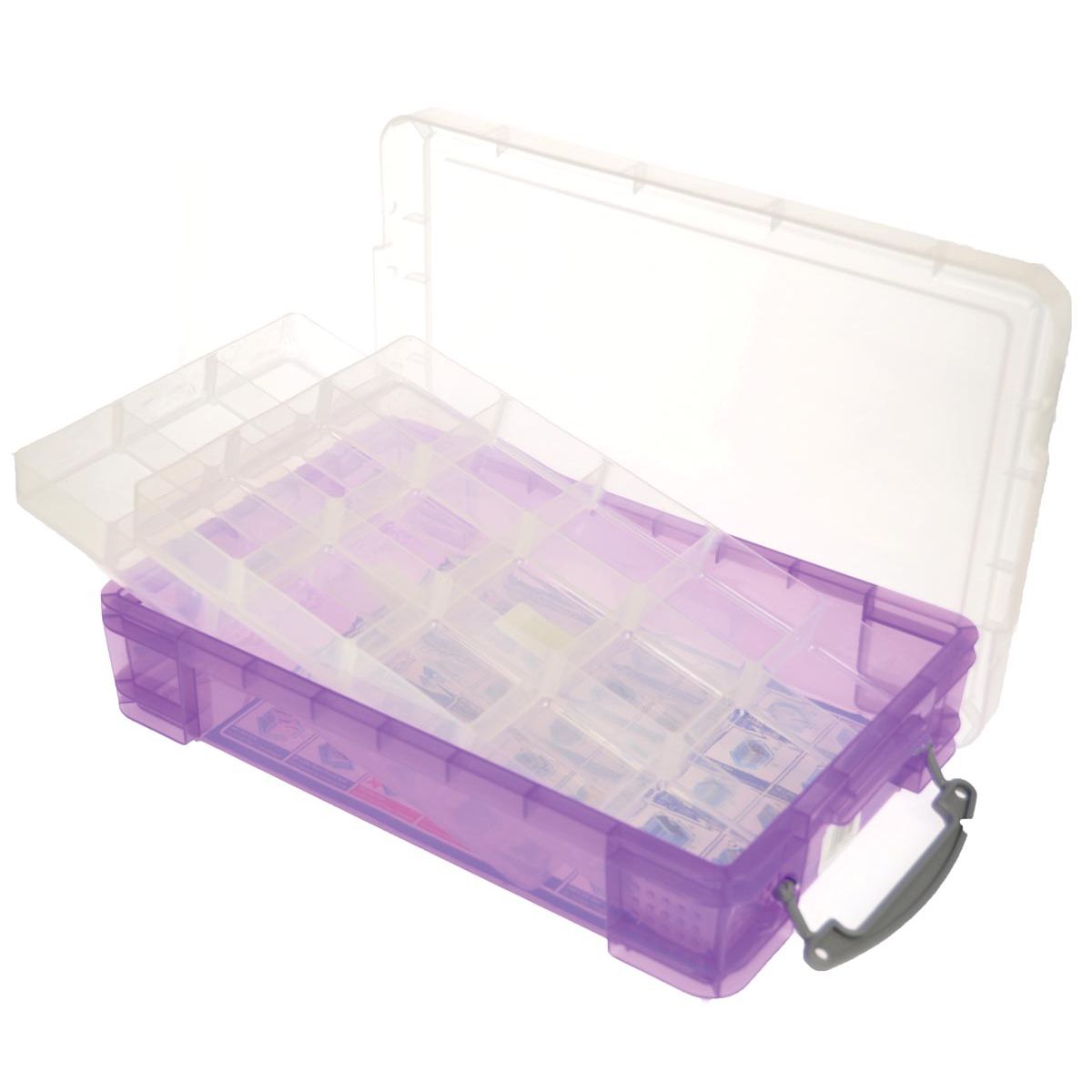 Really Useful Box - Box Aufbewahrungsbox 4 Liter mit 2 Trennwänden, transparent lila