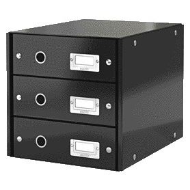 Leitz - Kommode Click Store WOW 3 Schubladen aus recyceltem Karton schwarz