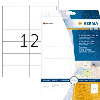 HERMA - Etikett 4682 96,5x42,3mm transparente Folie 300 Stück