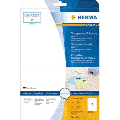 HERMA - Etikett 4683 210X148mm transparent matt 50 Etiketten