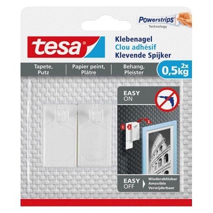Tesa - Klebenagel® Tapeten und Putz 0,5kg weiß 2 Stück